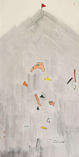 无题--纸本设色--2015年138cmx68cm-